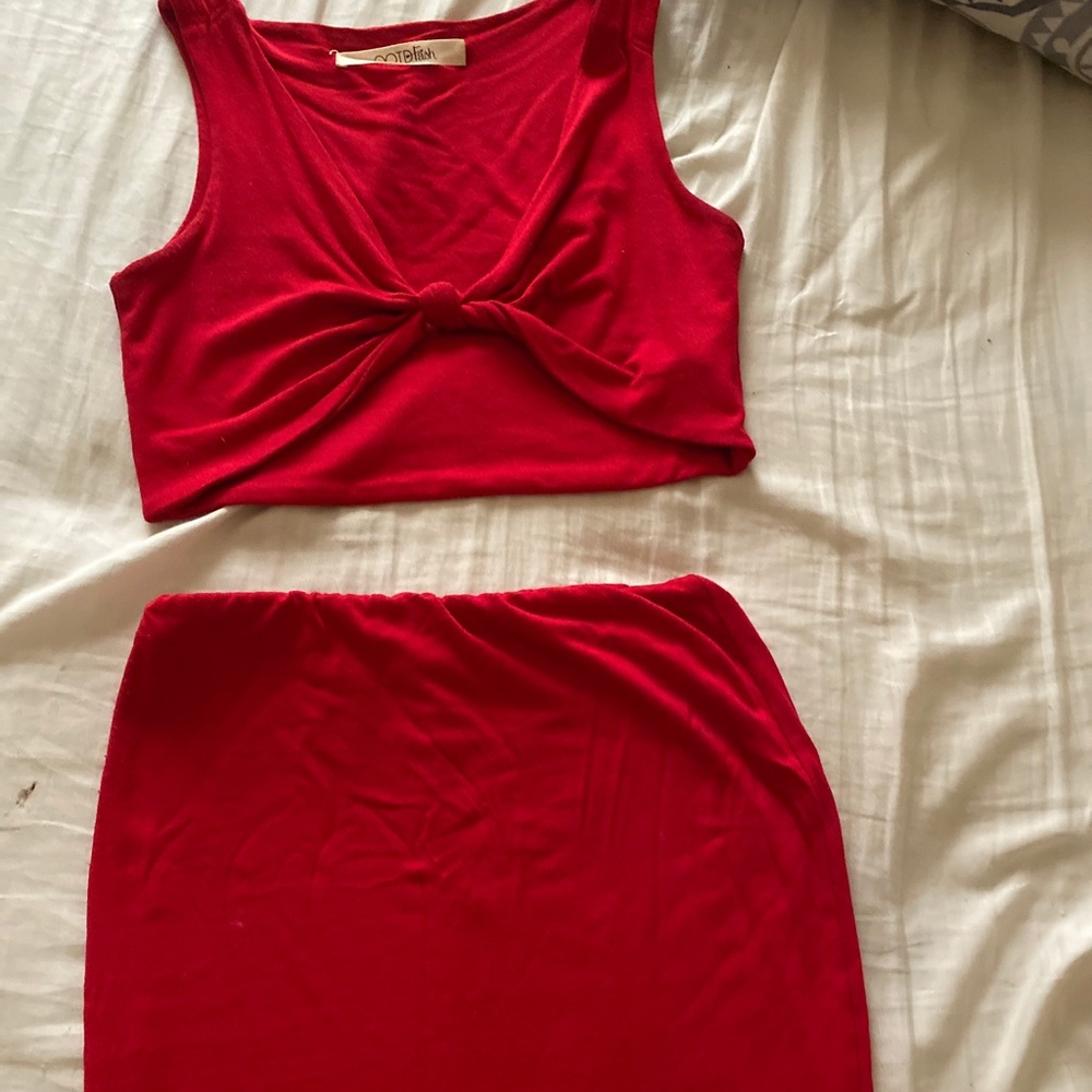 Red skirt two piece